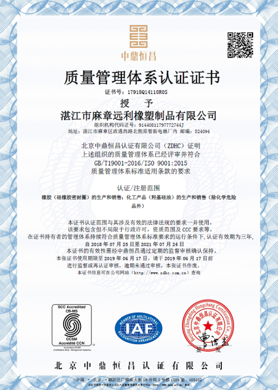 ISO9001证书模板